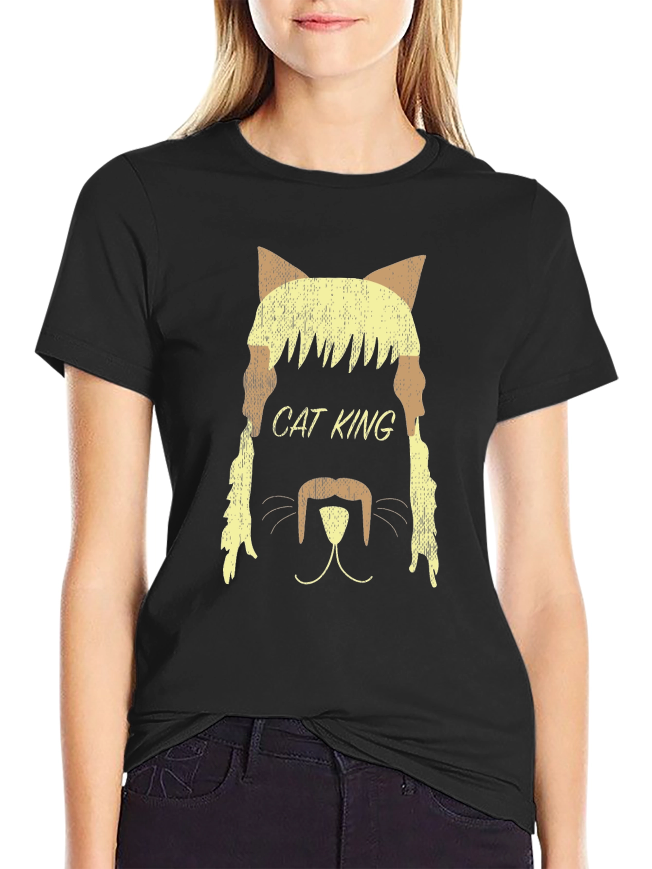 Cat King Graphic Tee - Black T-Shirt