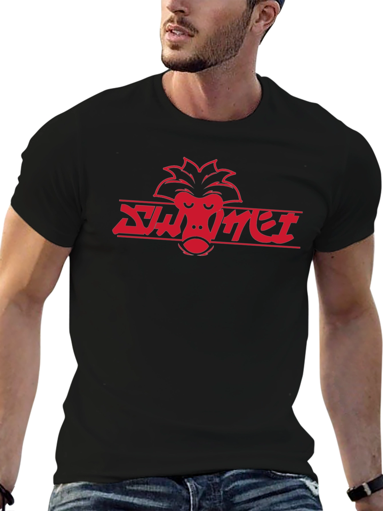 Cool Red Monkey Logo Black T-Shirt