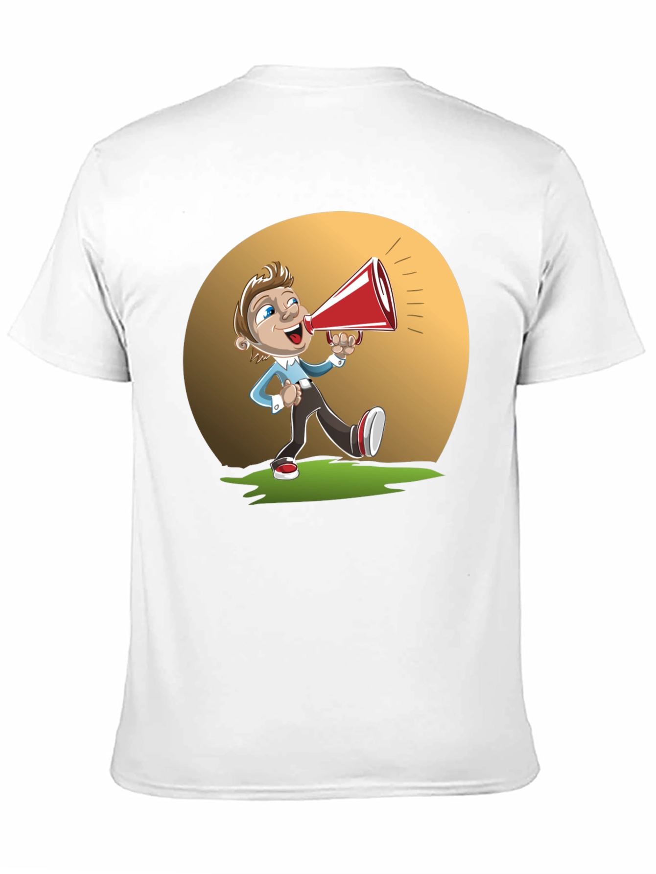 Cartoon Man with Megaphone Graphic T-Shirt