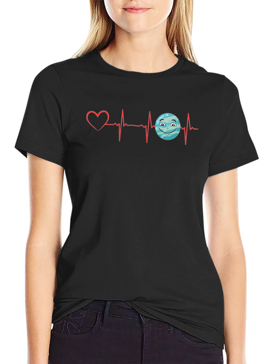 Heartbeat Love Planet Graphic T-Shirt