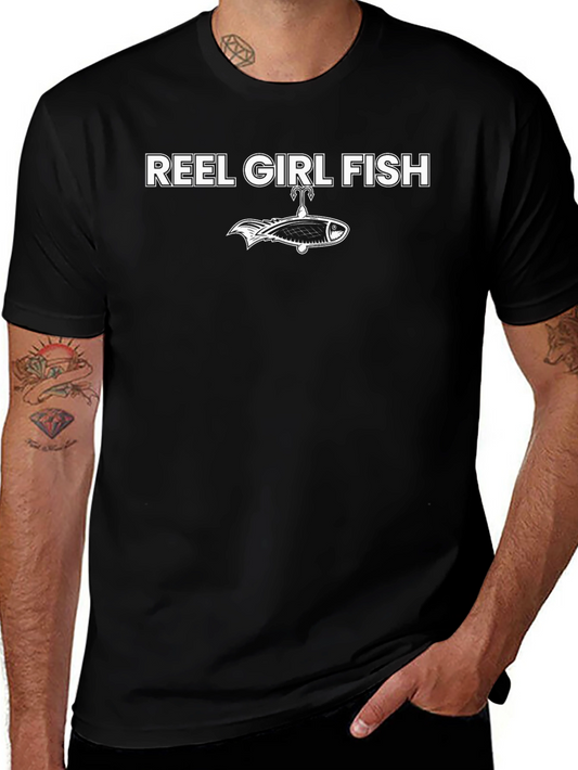 Reel Girl Fish Graphic Tee - Black Cotton T-Shirt