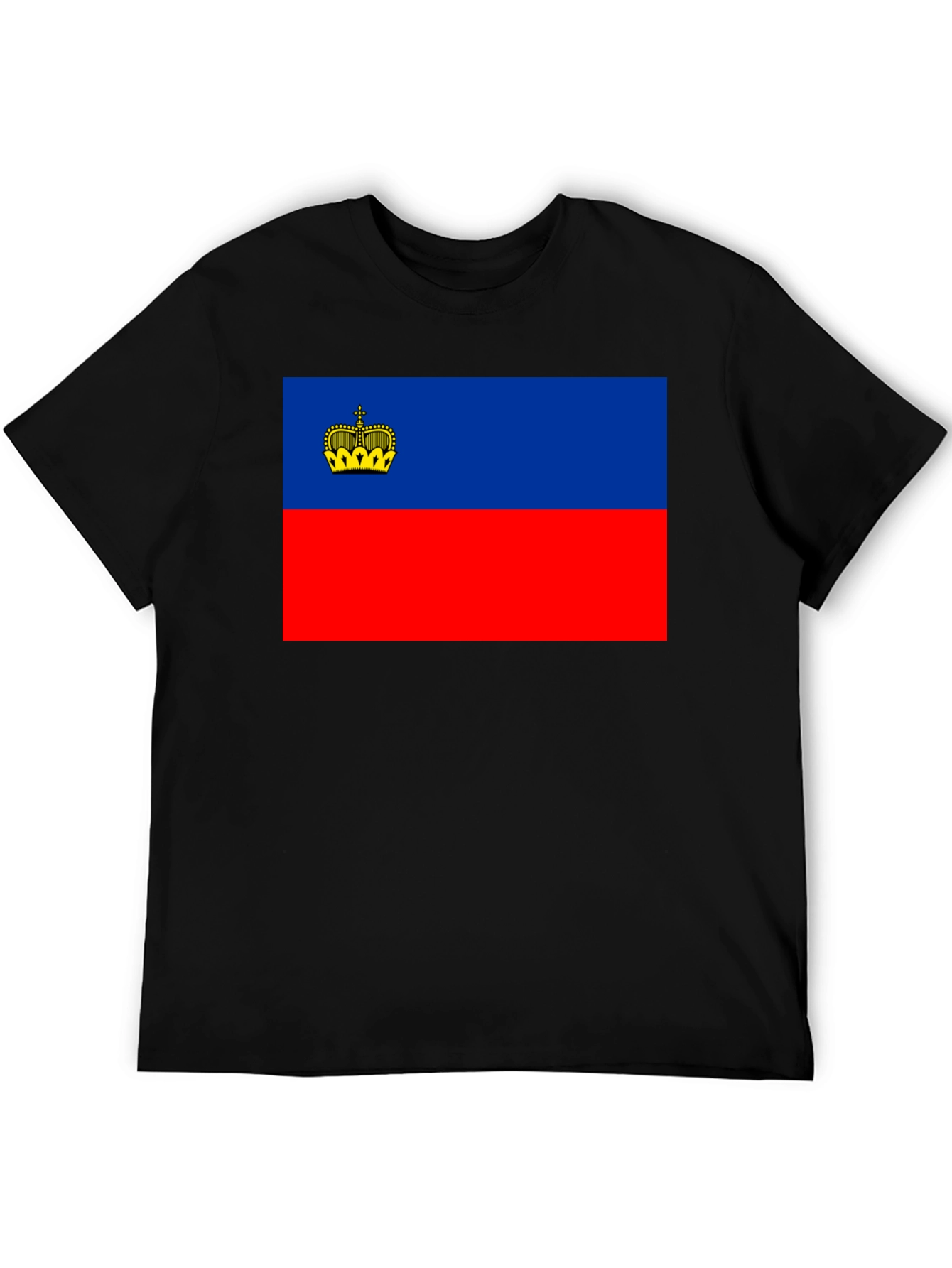 Liechtenstein Flag Graphic Tee - Black Cotton T-Shirt