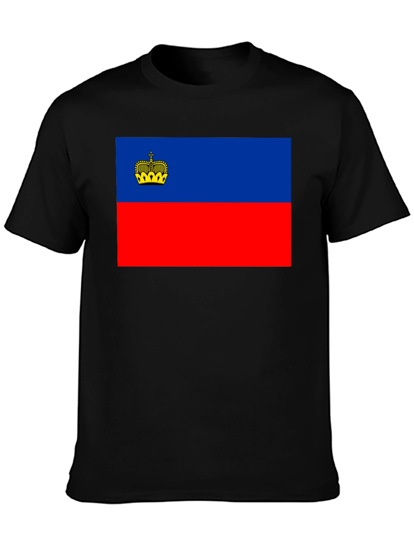 Liechtenstein Flag Graphic Tee - Black Cotton T-Shirt