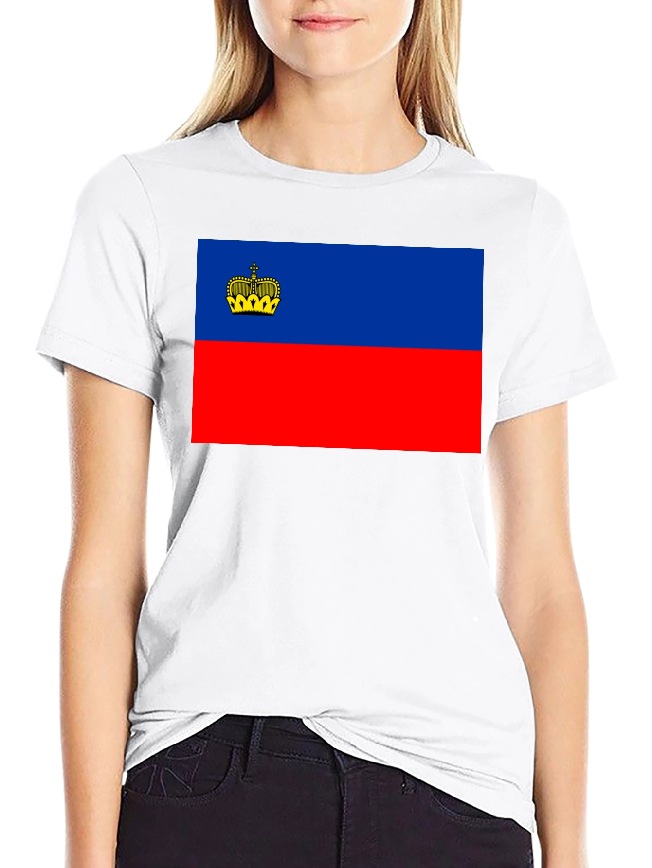 Liechtenstein Flag Graphic Tee - Black Cotton T-Shirt