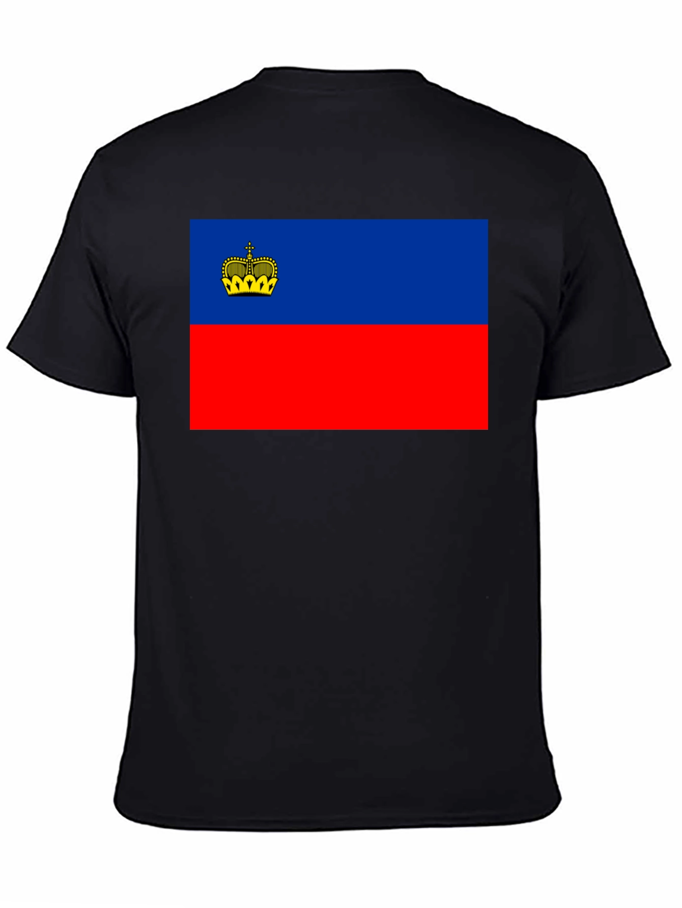 Liechtenstein Flag Graphic Tee - Black Cotton T-Shirt