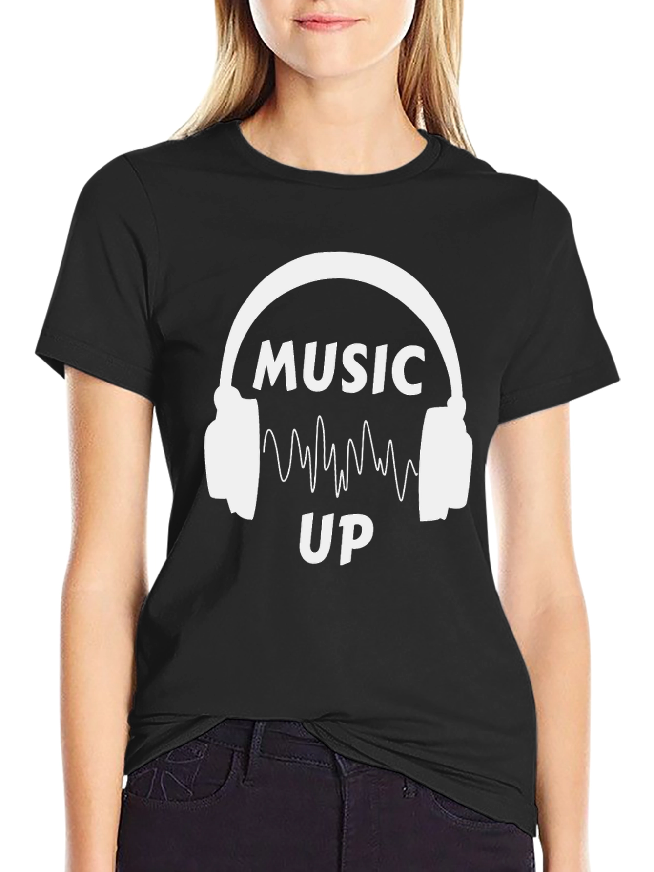 Music Up Graphic T-Shirt - Black