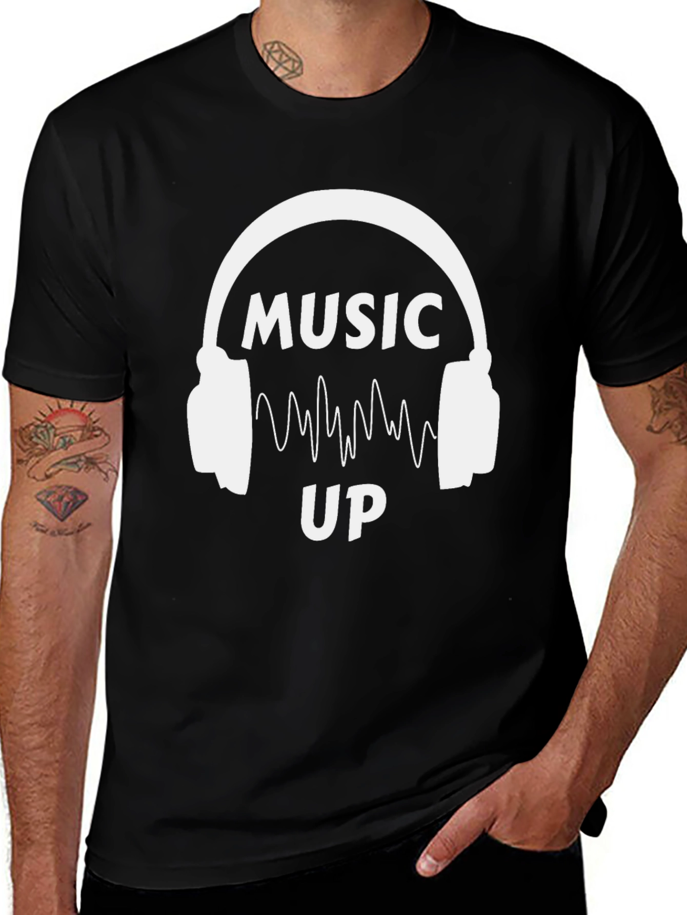 Music Up Graphic T-Shirt - Black