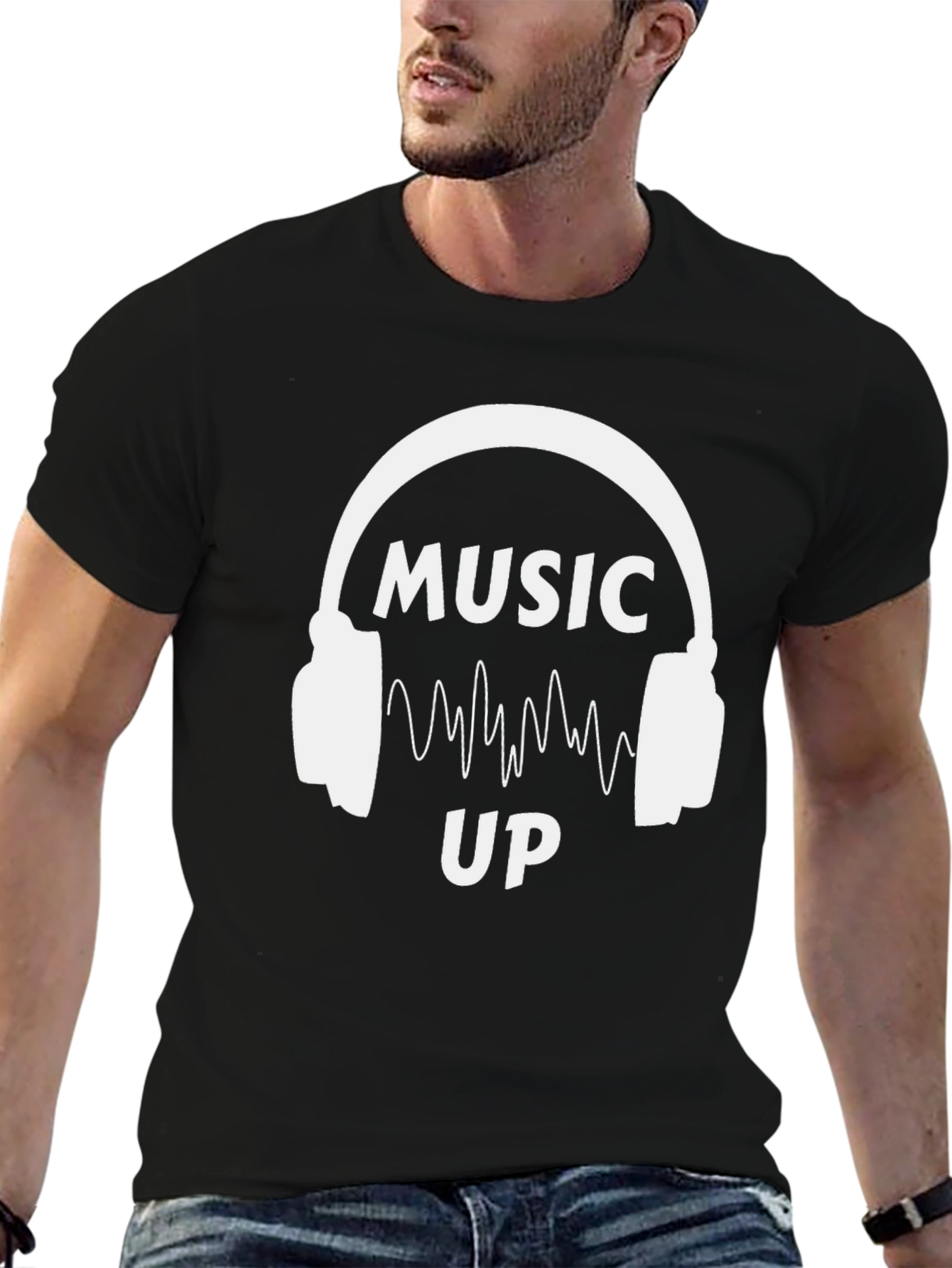 Music Up Graphic T-Shirt - Black