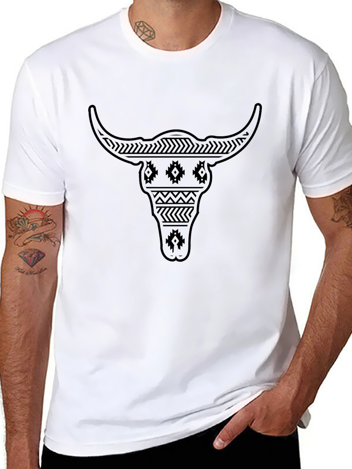 Tribal Bull Skull Graphic Tee - Modern Menswear