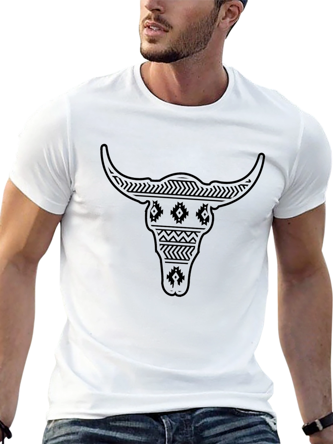 Tribal Bull Skull Graphic Tee - Modern Menswear