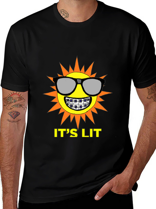 Its Lit Sun Graphic Tee - Black Cotton T-Shirt