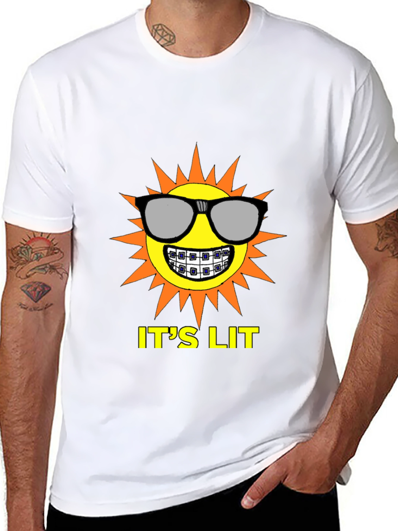 Its Lit Sun Graphic Tee - Black Cotton T-Shirt
