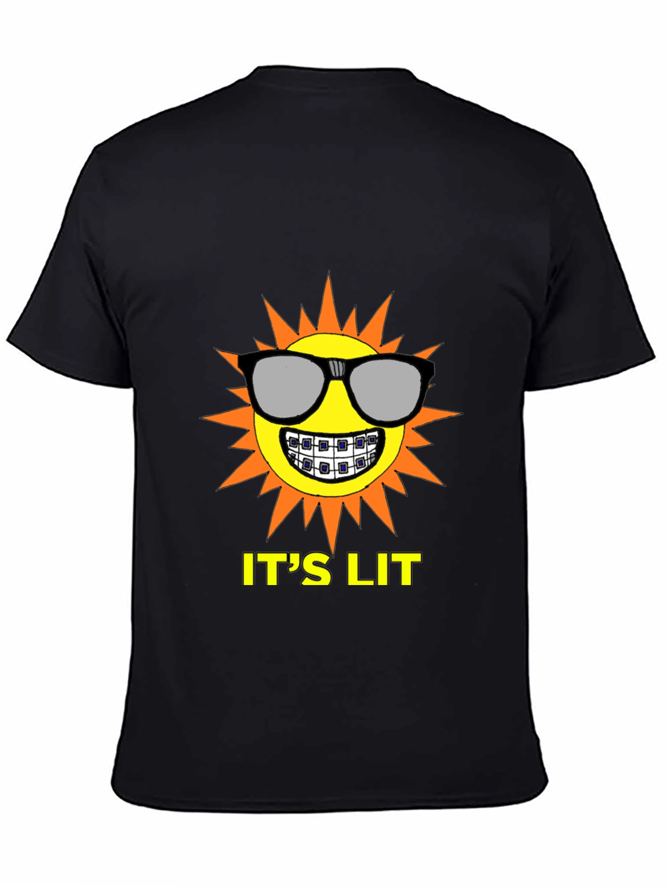 Its Lit Sun Graphic Tee - Black Cotton T-Shirt