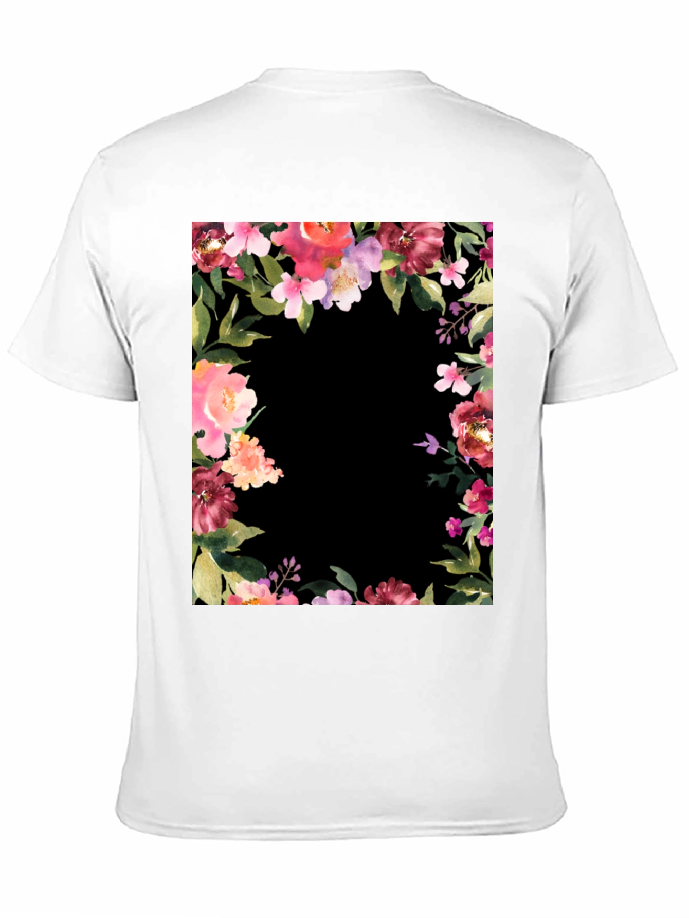 Floral Frame Black T-Shirt