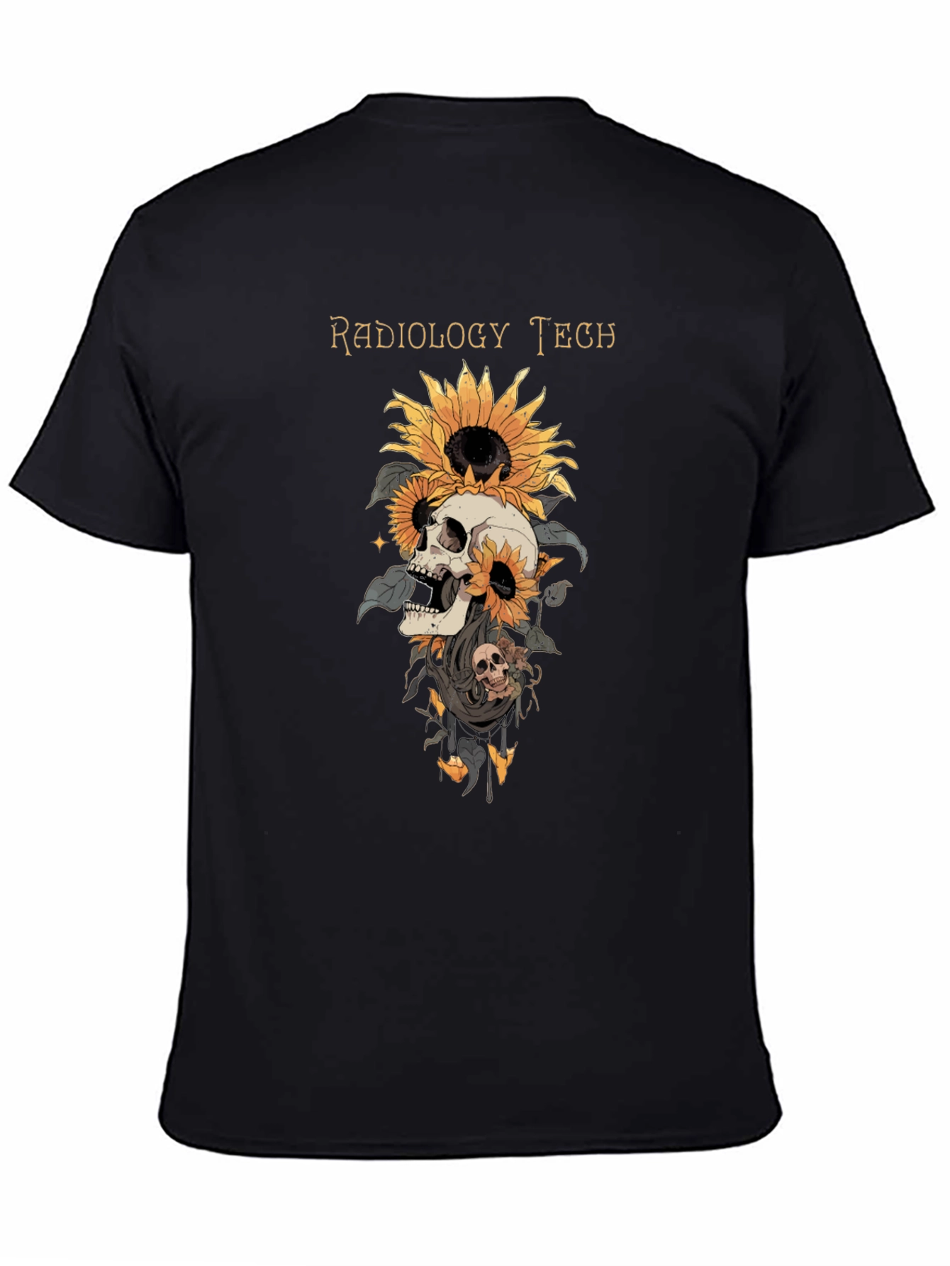 Radiology Tech Skull & Sunflower Graphic T-Shirt
