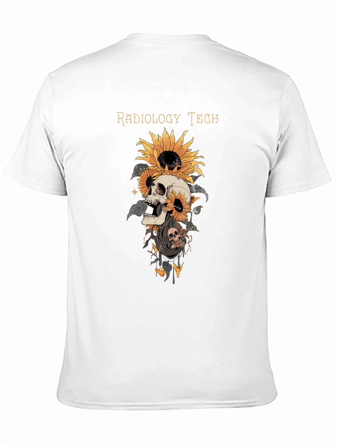 Radiology Tech Skull & Sunflower Graphic T-Shirt