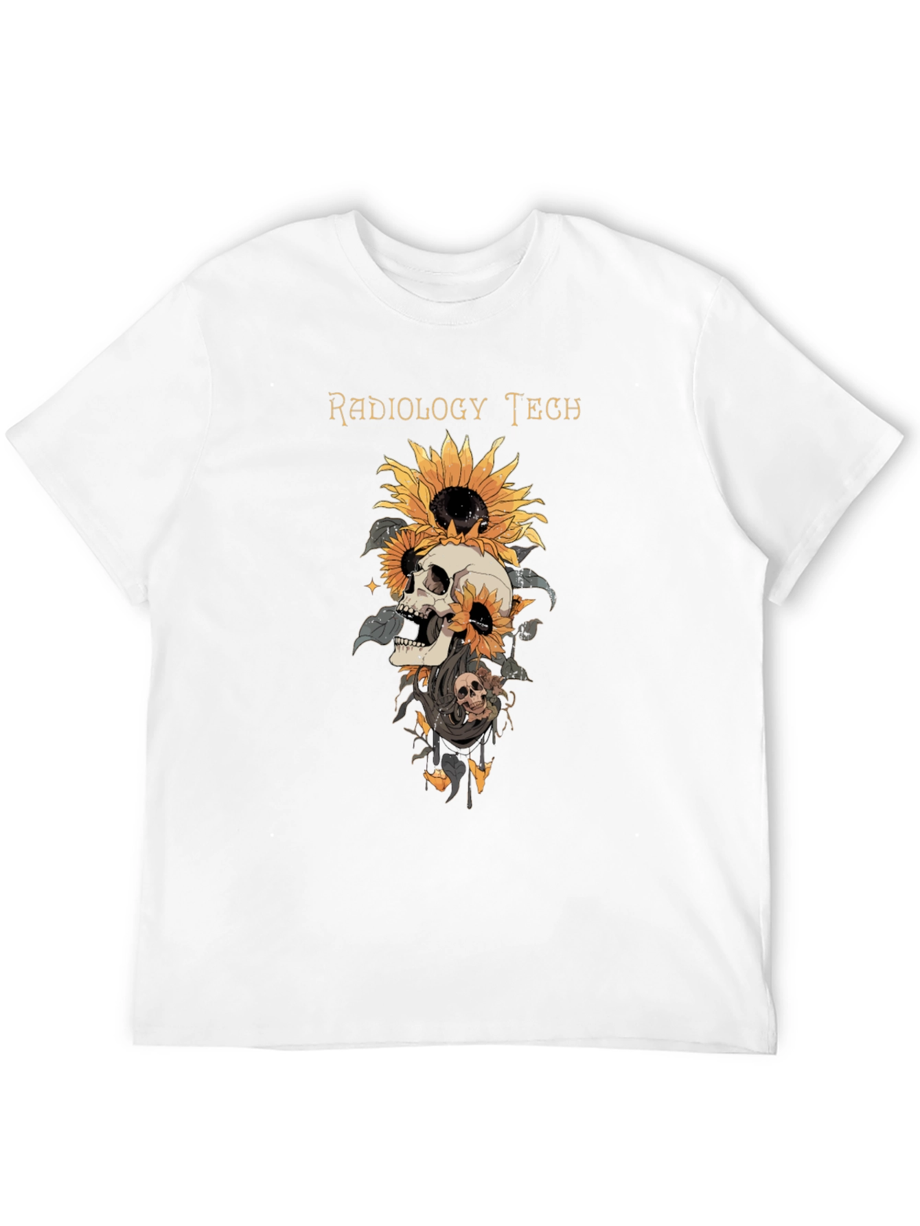 Radiology Tech Skull & Sunflower Graphic T-Shirt