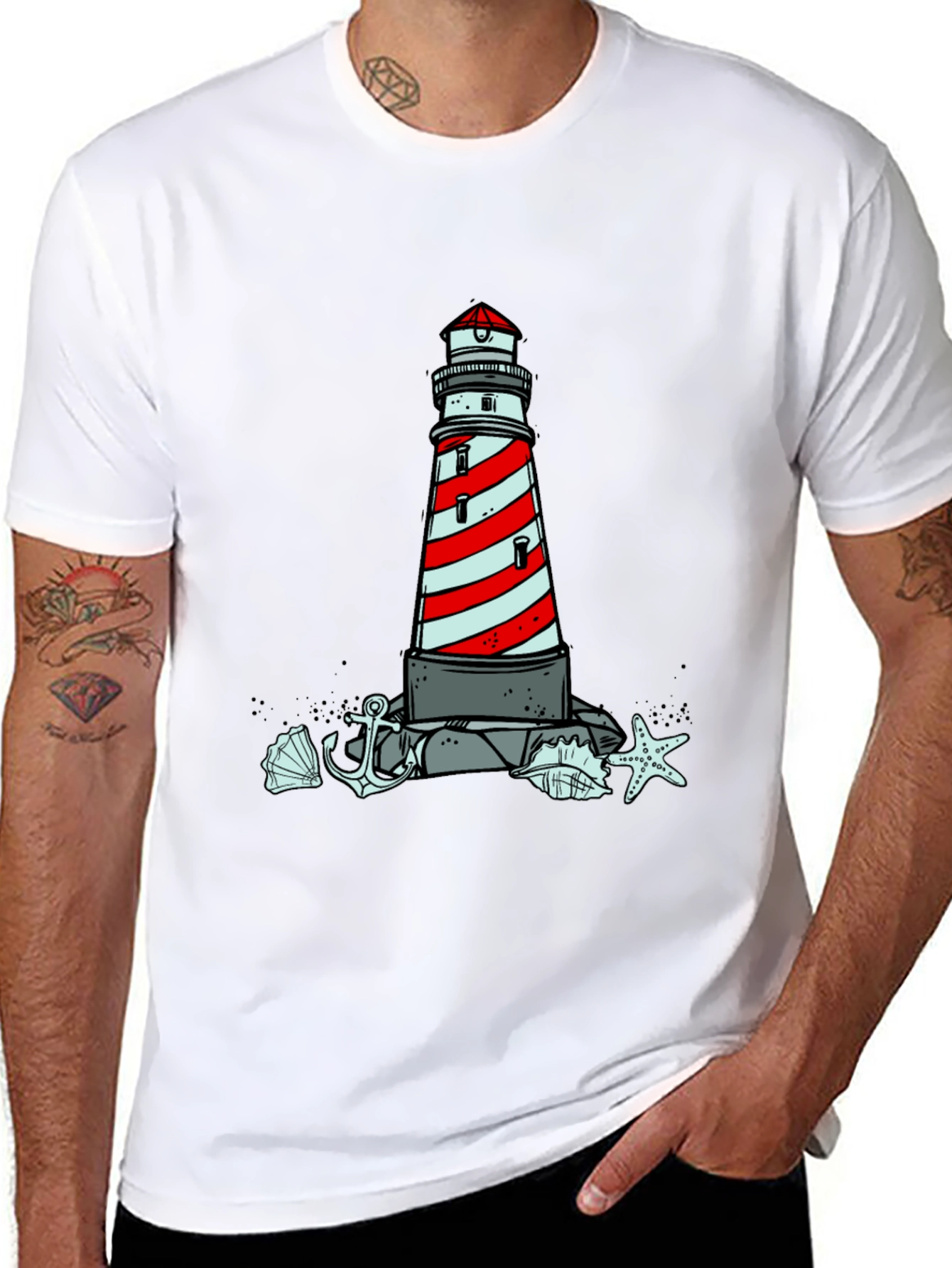 Coastal Lighthouse Graphic Tee - Nautical Style