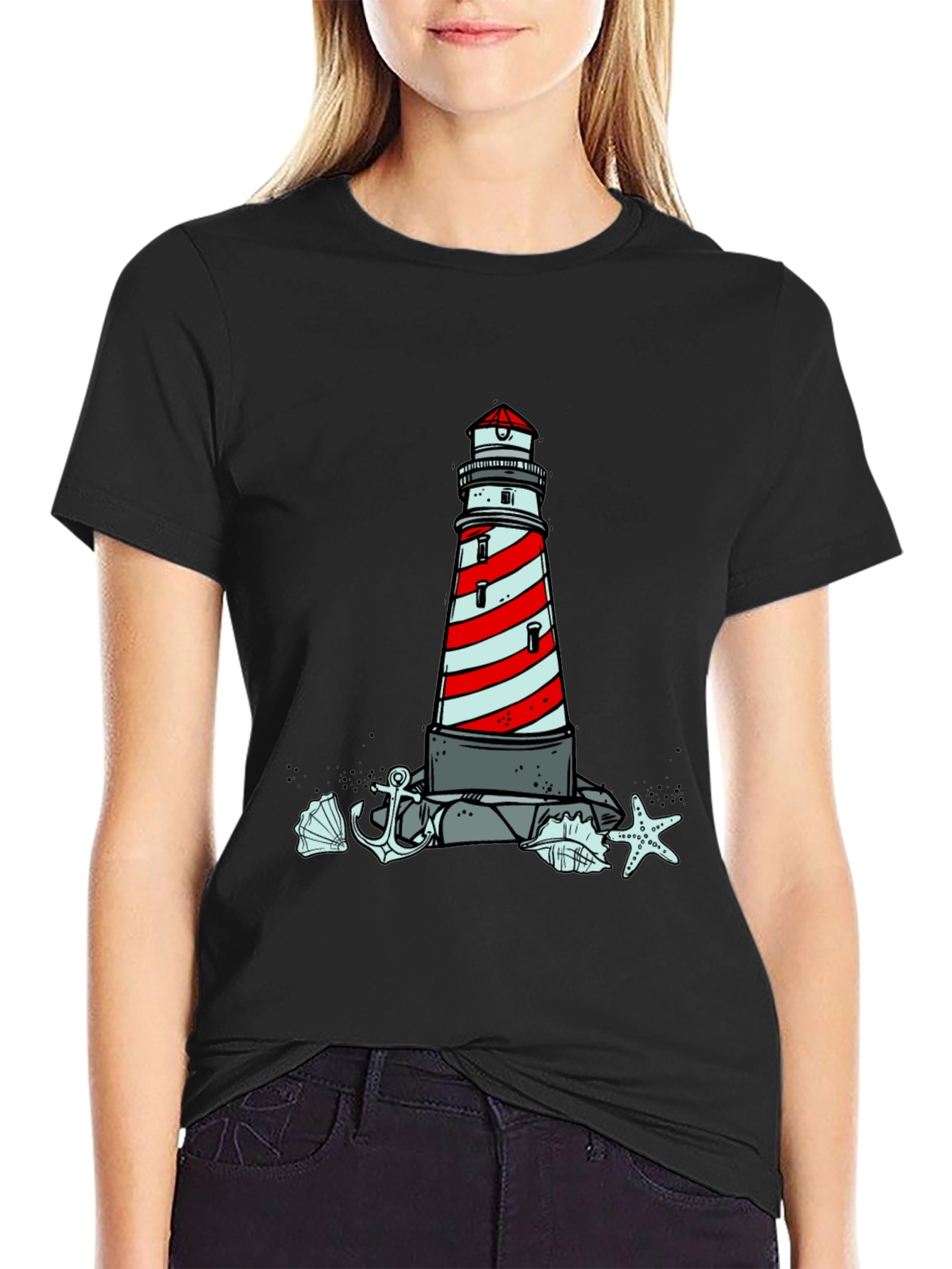 Coastal Lighthouse Graphic Tee - Nautical Style