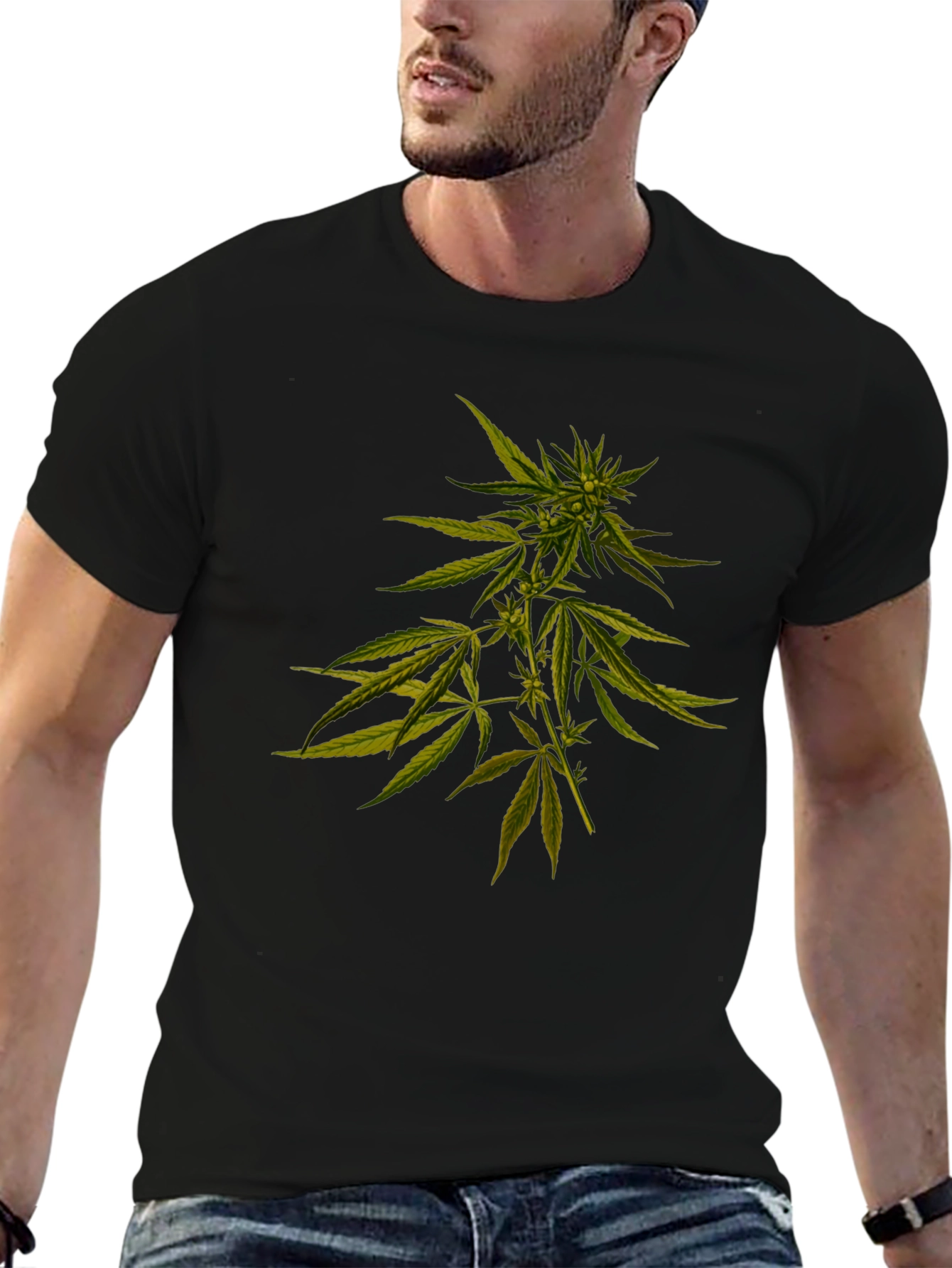 Cannabis Plant Graphic Black T-Shirt