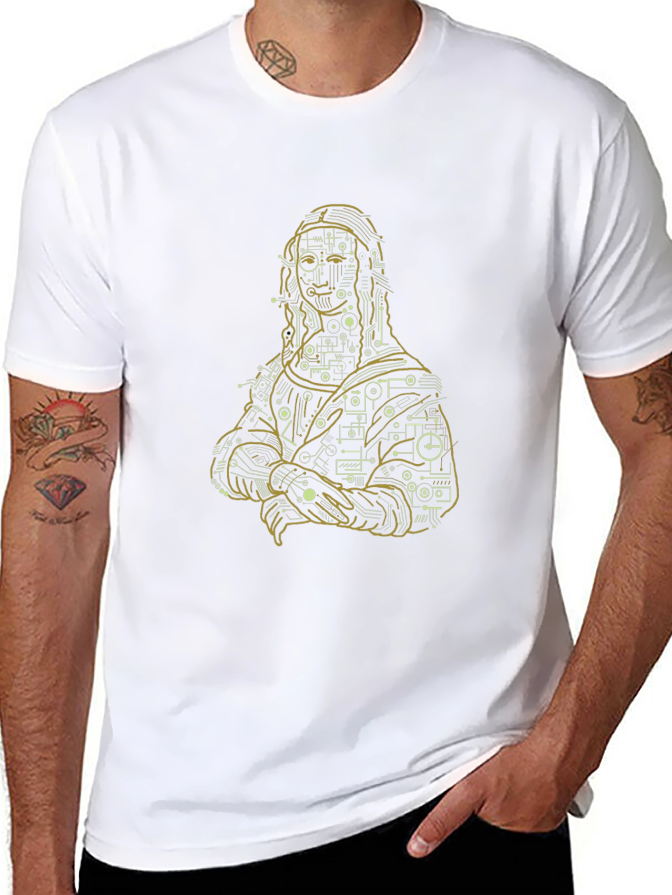 Mona Lisa Tech Circuit T-Shirt - Black