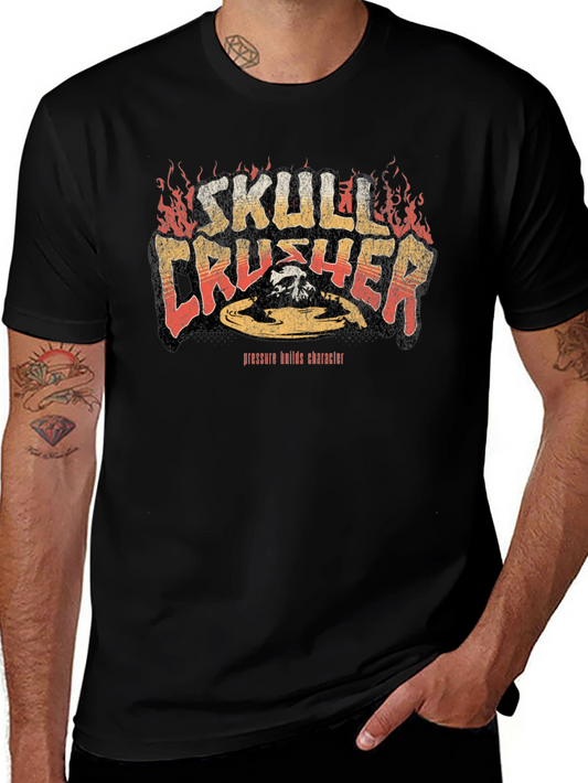 Skull Crusher Graphic Tee - Pressure Builds Character - Black