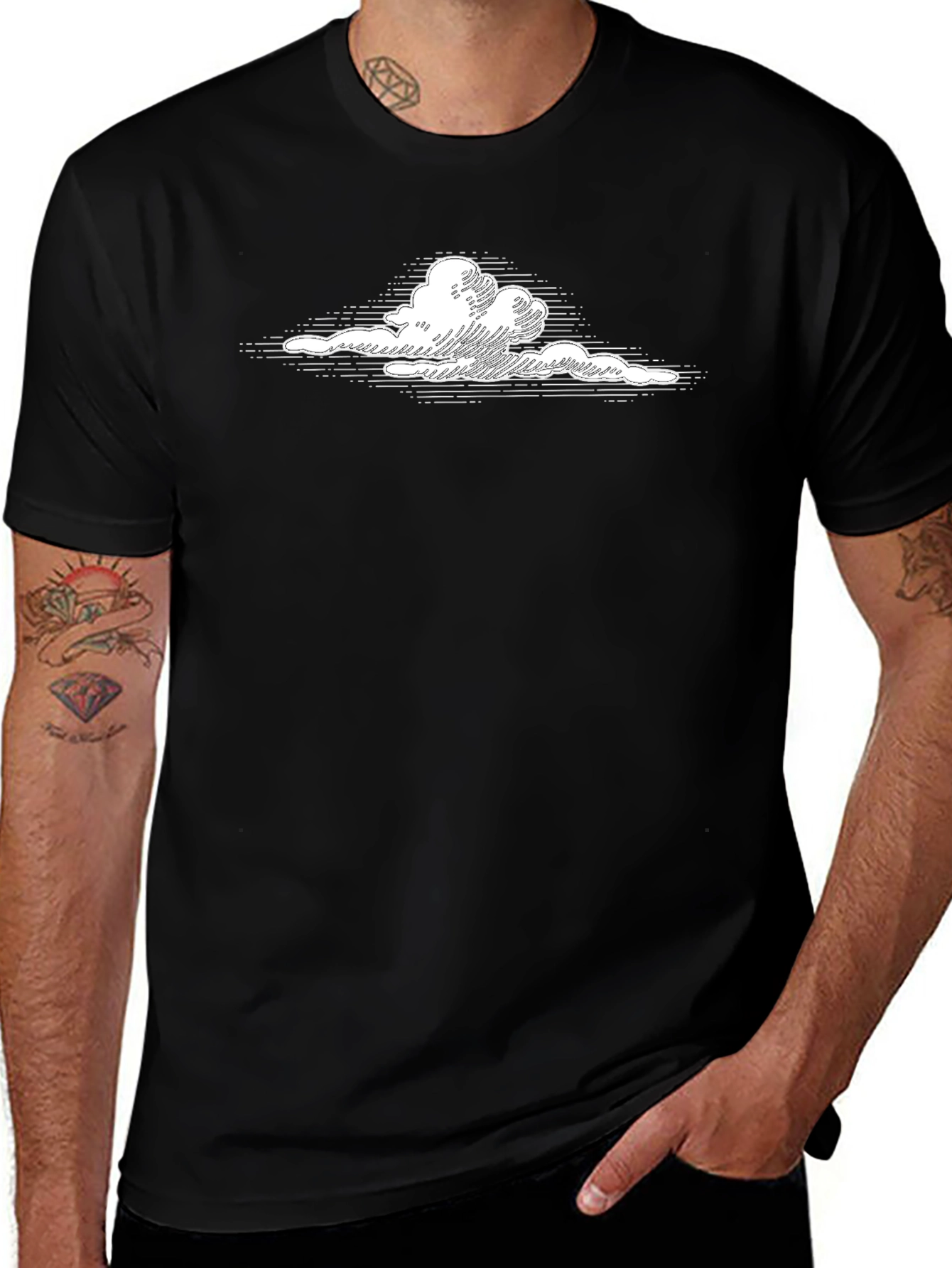 Cloud Print Black T-Shirt