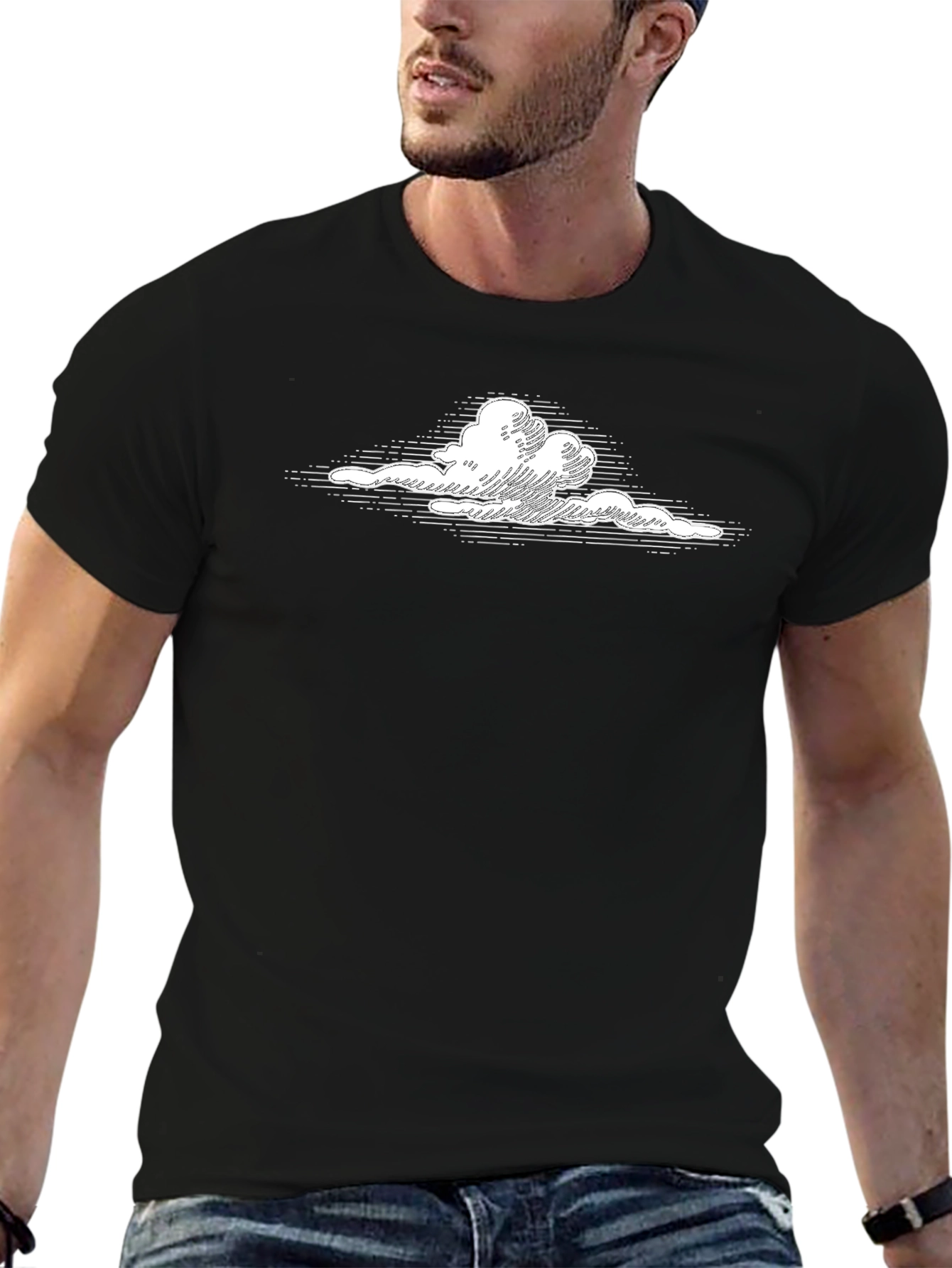 Cloud Print Black T-Shirt