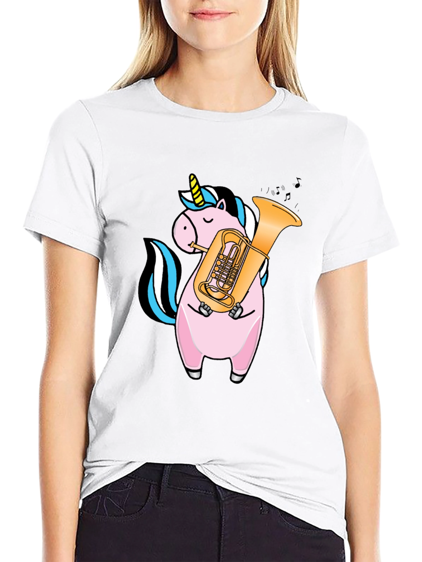 Unicorn Playing Tuba Graphic T-Shirt