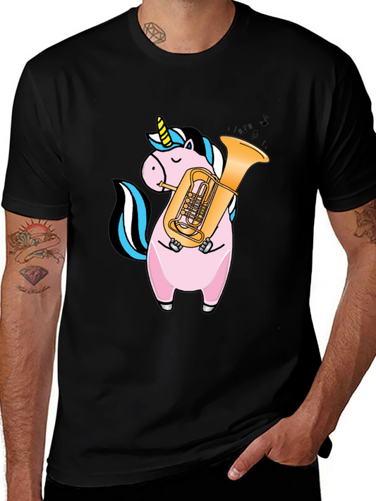 Unicorn Playing Tuba Graphic T-Shirt