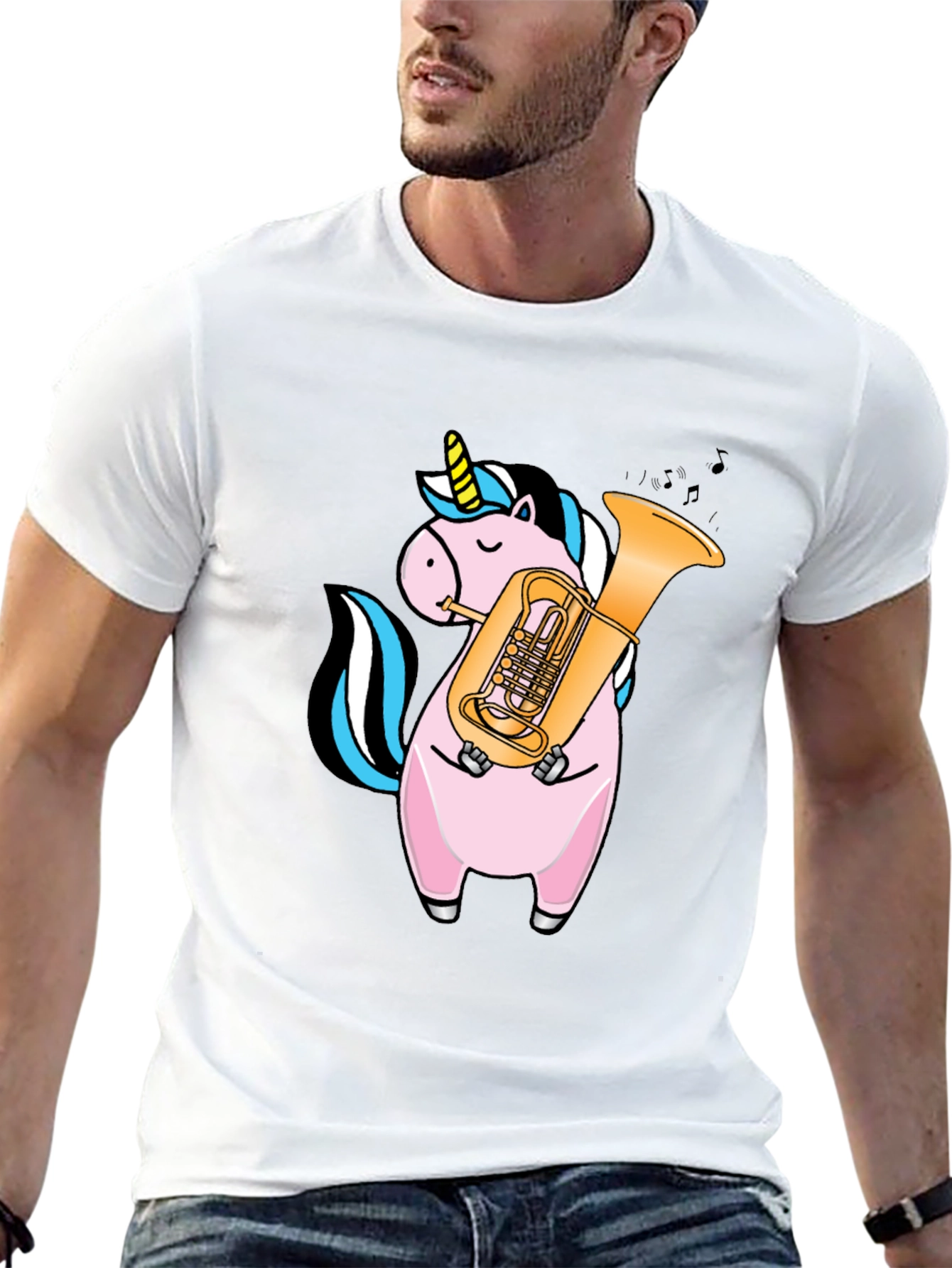 Unicorn Playing Tuba Graphic T-Shirt