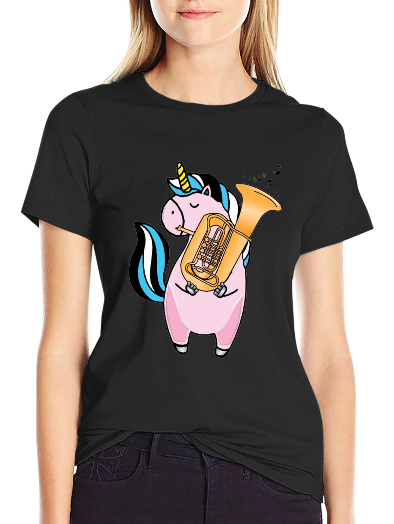 Unicorn Playing Tuba Graphic T-Shirt
