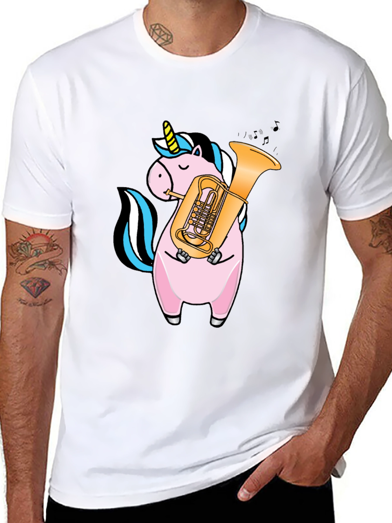 Unicorn Playing Tuba Graphic T-Shirt