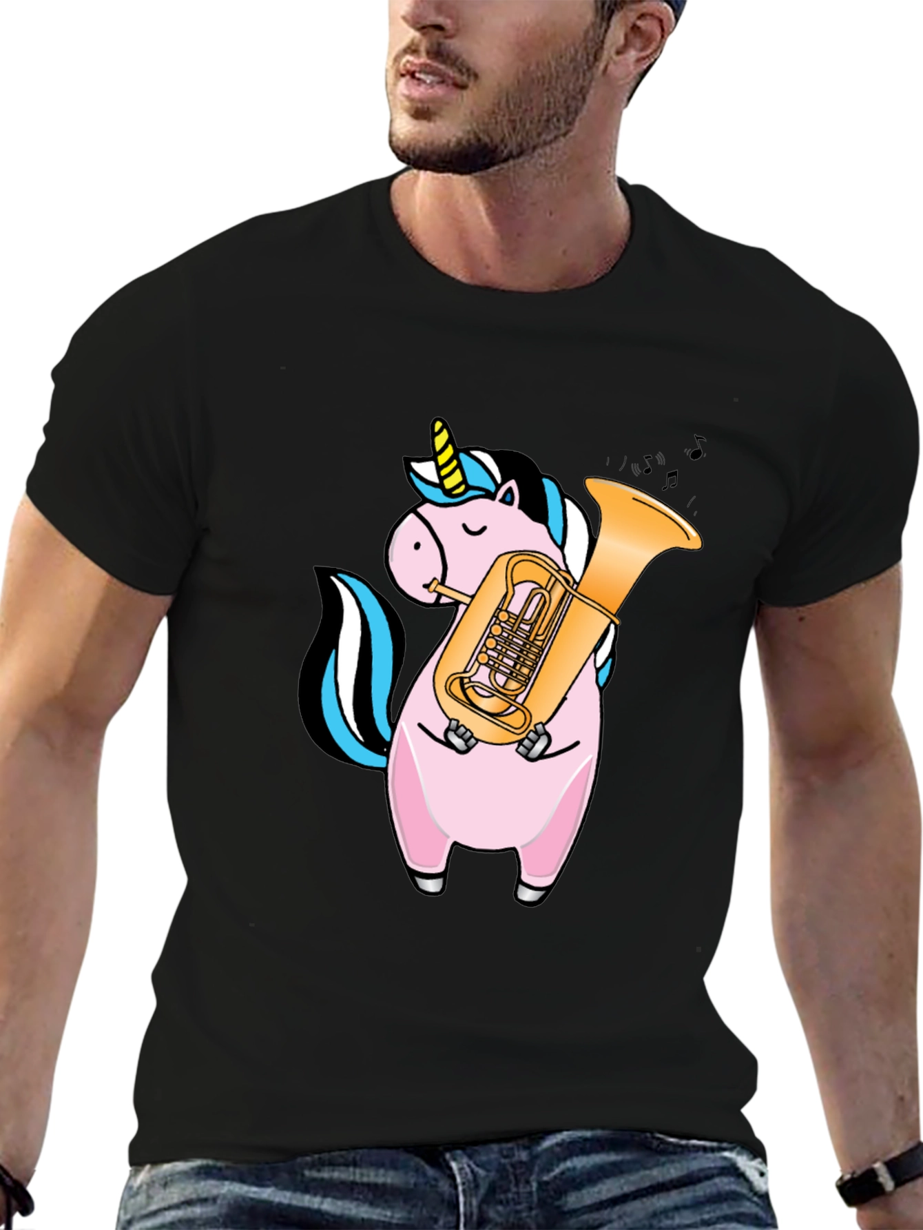 Unicorn Playing Tuba Graphic T-Shirt