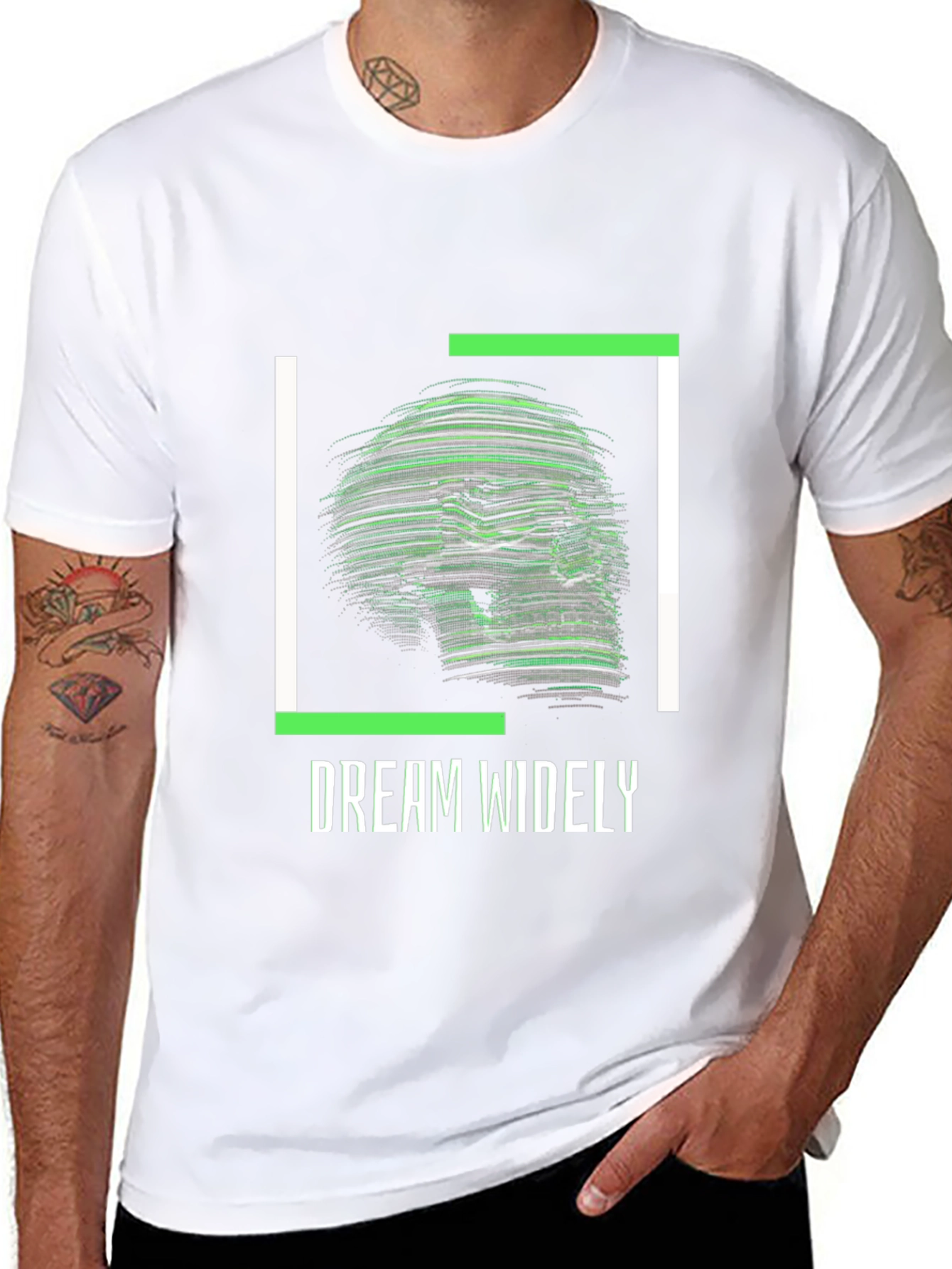 Dream Widely Graphic T-Shirt - Modern Skull Design