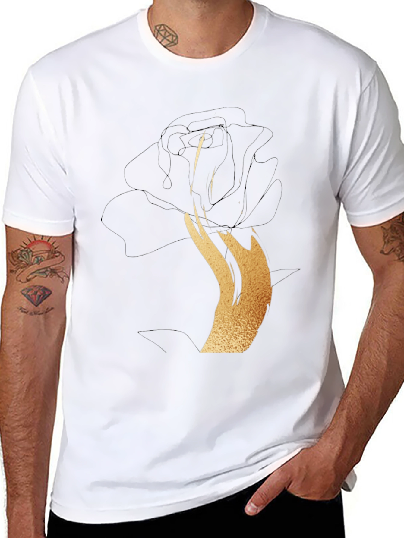 Black Rose Gold Graphic T-Shirt