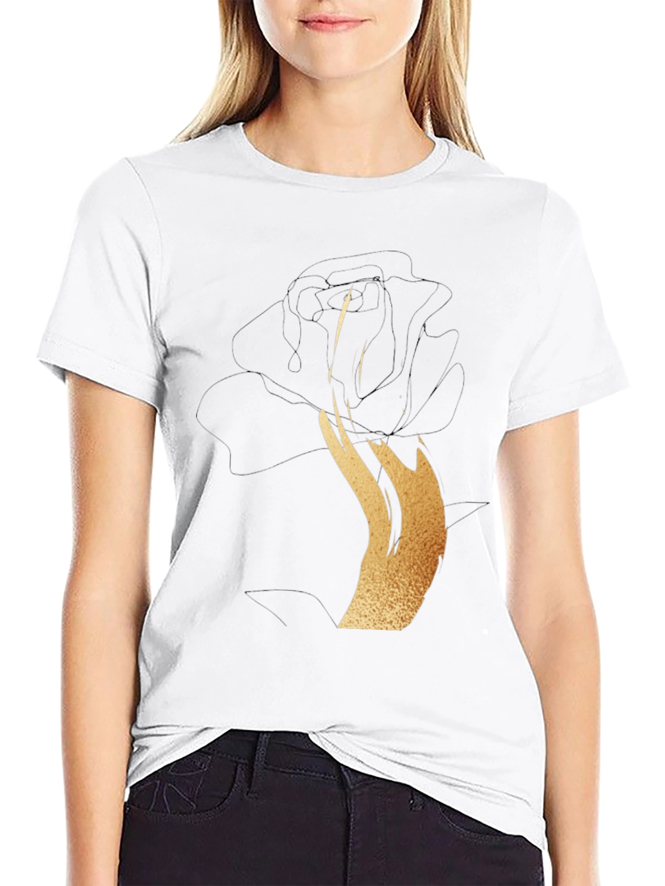 Black Rose Gold Graphic T-Shirt
