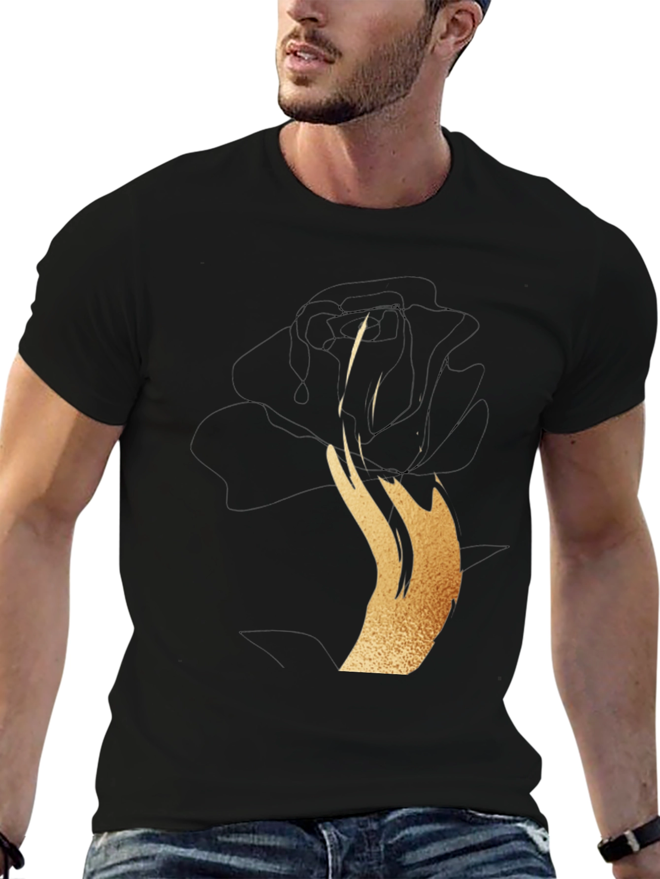 Black Rose Gold Graphic T-Shirt