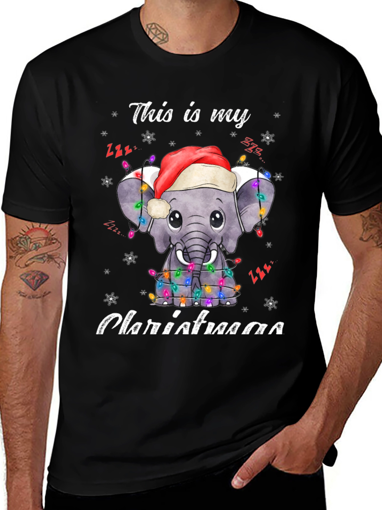 Elephant Christmas Lights T-Shirt