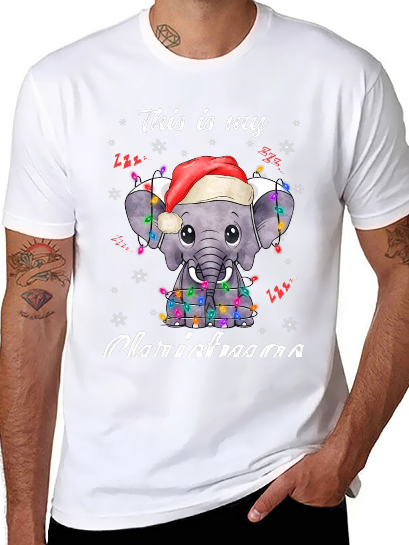 Elephant Christmas Lights T-Shirt