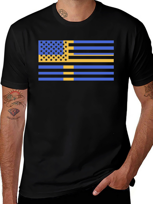 Unique USA/Sweden Flag Graphic Tee