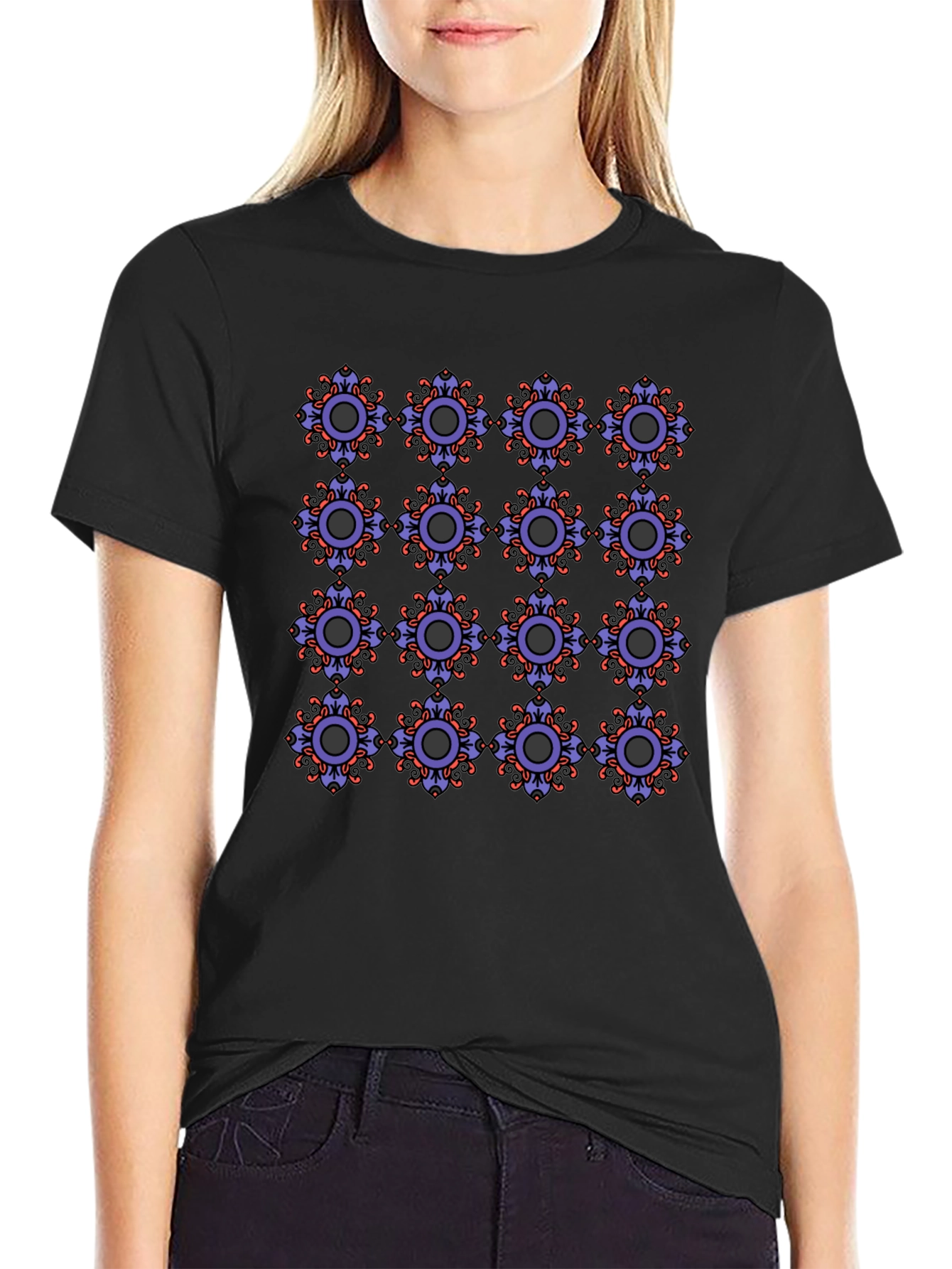 Patterned Mens Black T-Shirt