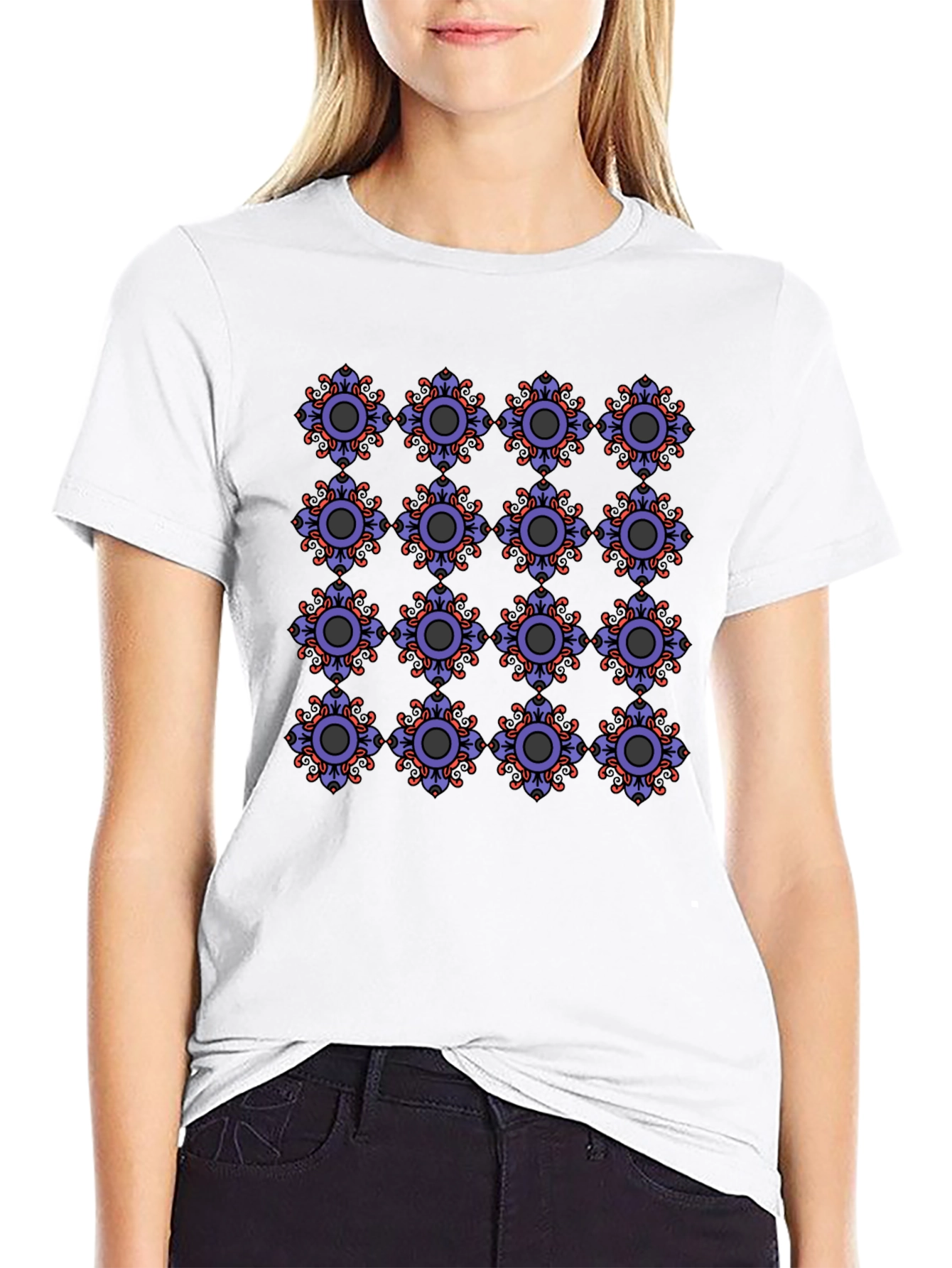 Patterned Mens Black T-Shirt