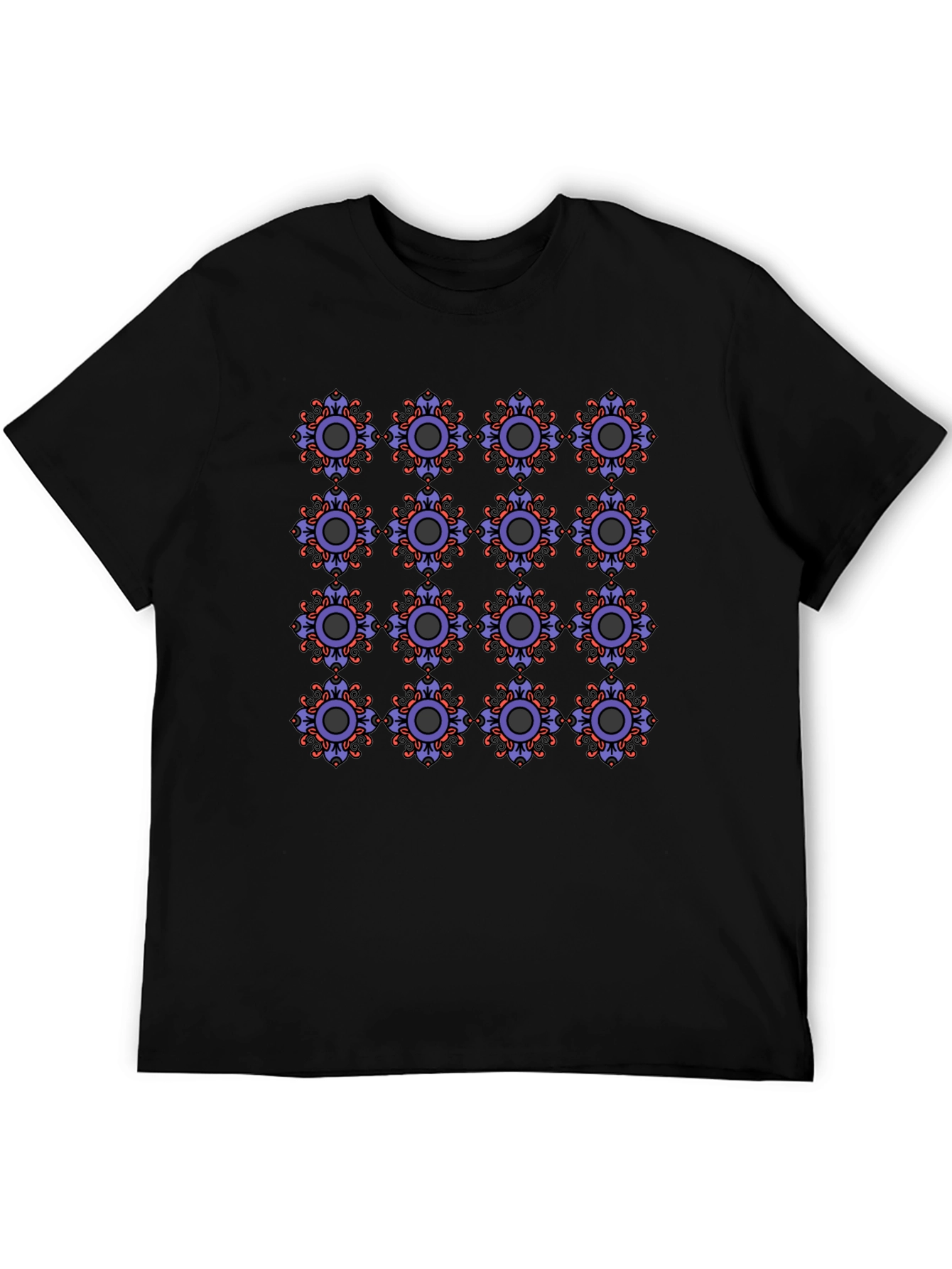 Patterned Mens Black T-Shirt