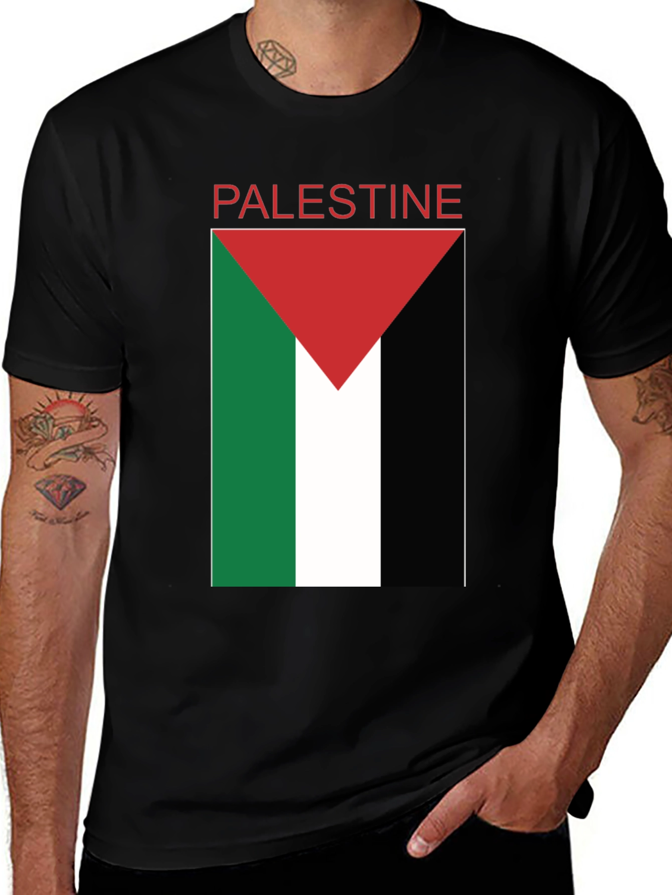 Palestine Flag T-Shirt - Black Pride Tee
