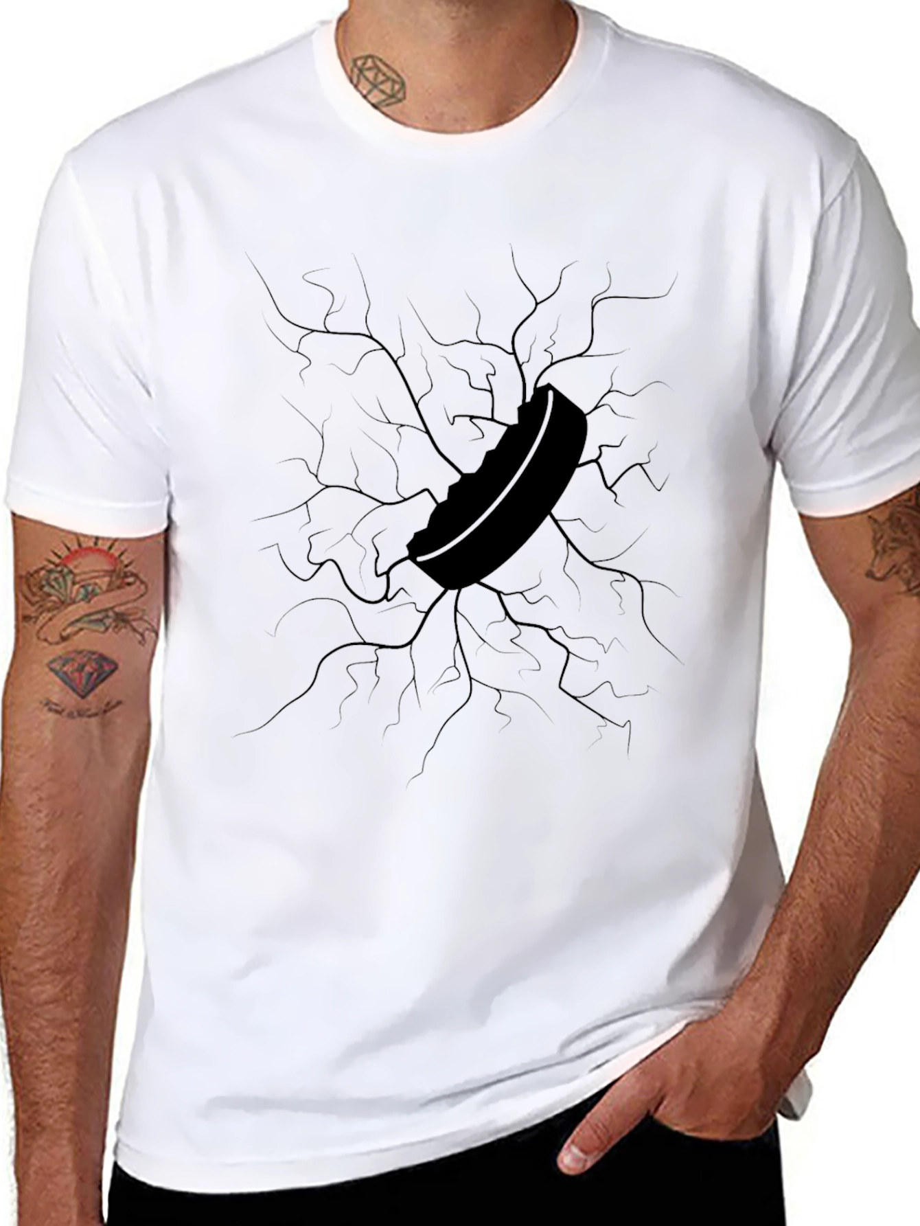 Cracked Wall Hockey Puck Graphic Tee