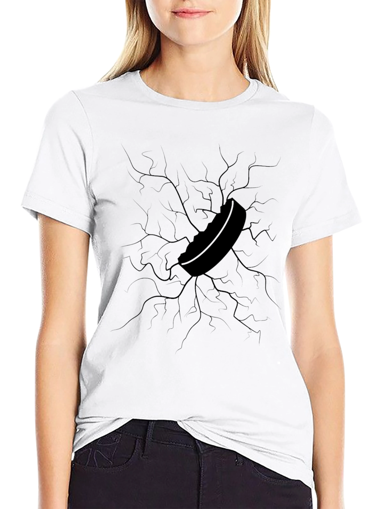 Cracked Wall Hockey Puck Graphic Tee