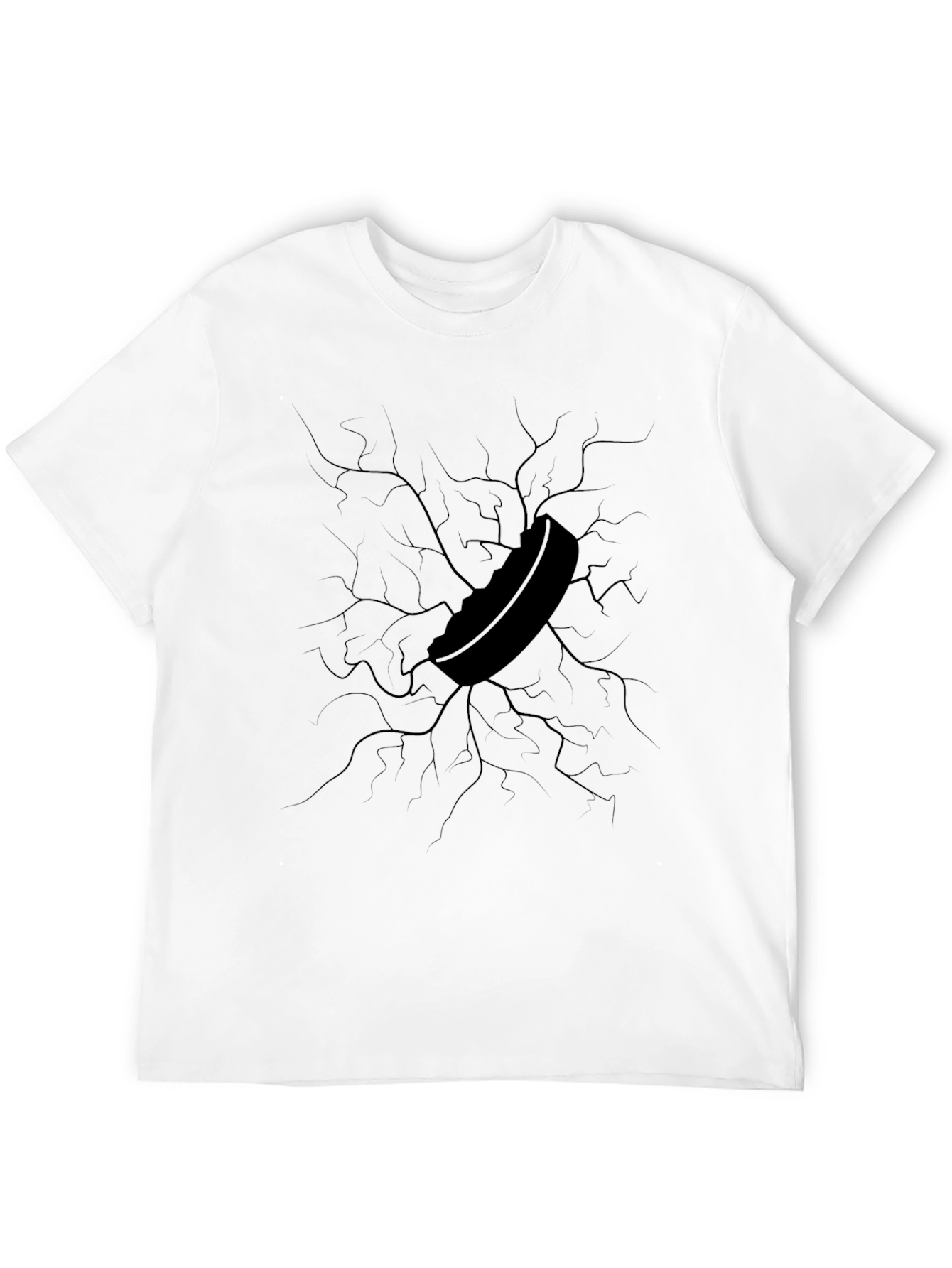 Cracked Wall Hockey Puck Graphic Tee