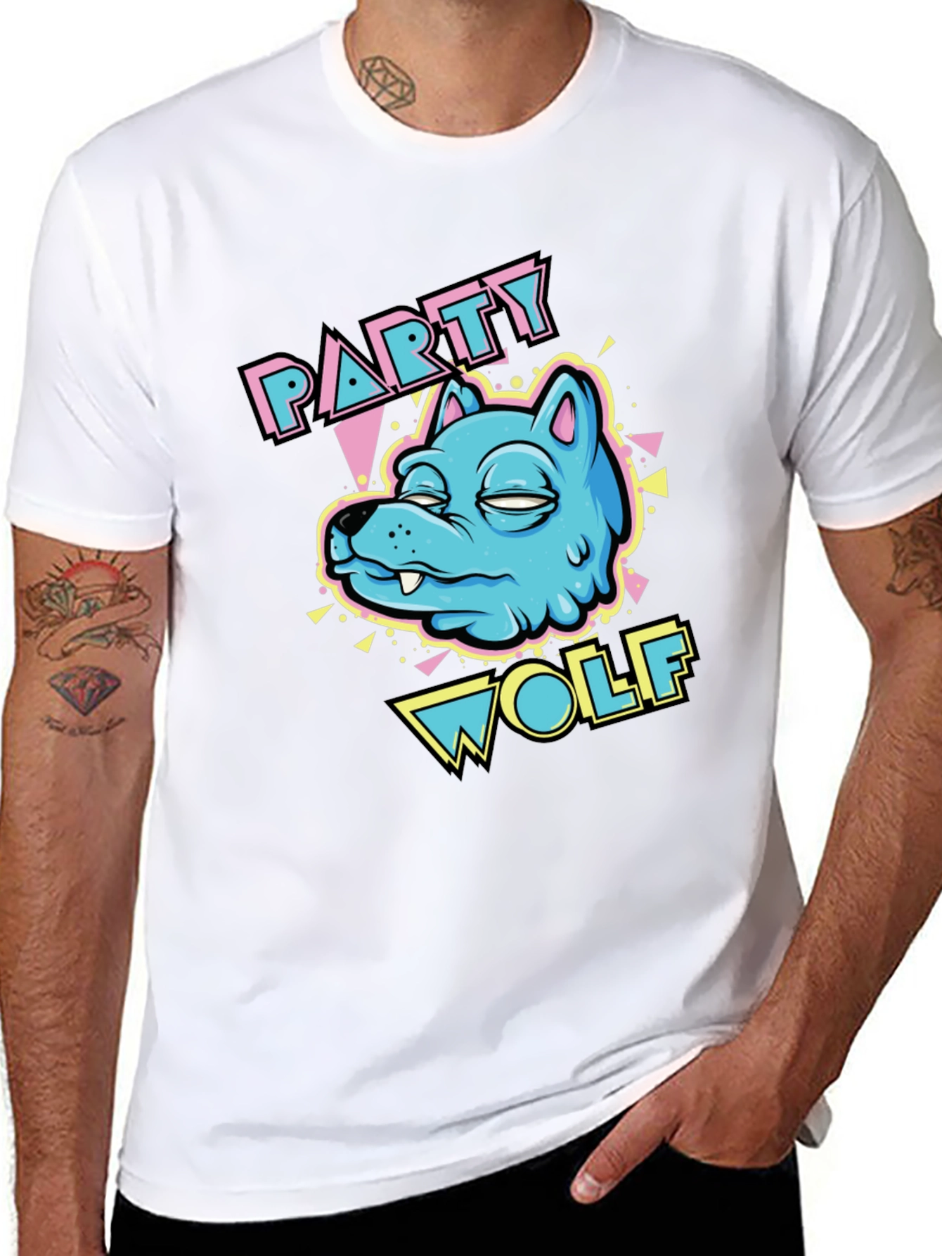 Party Wolf Graphic T-Shirt - Black