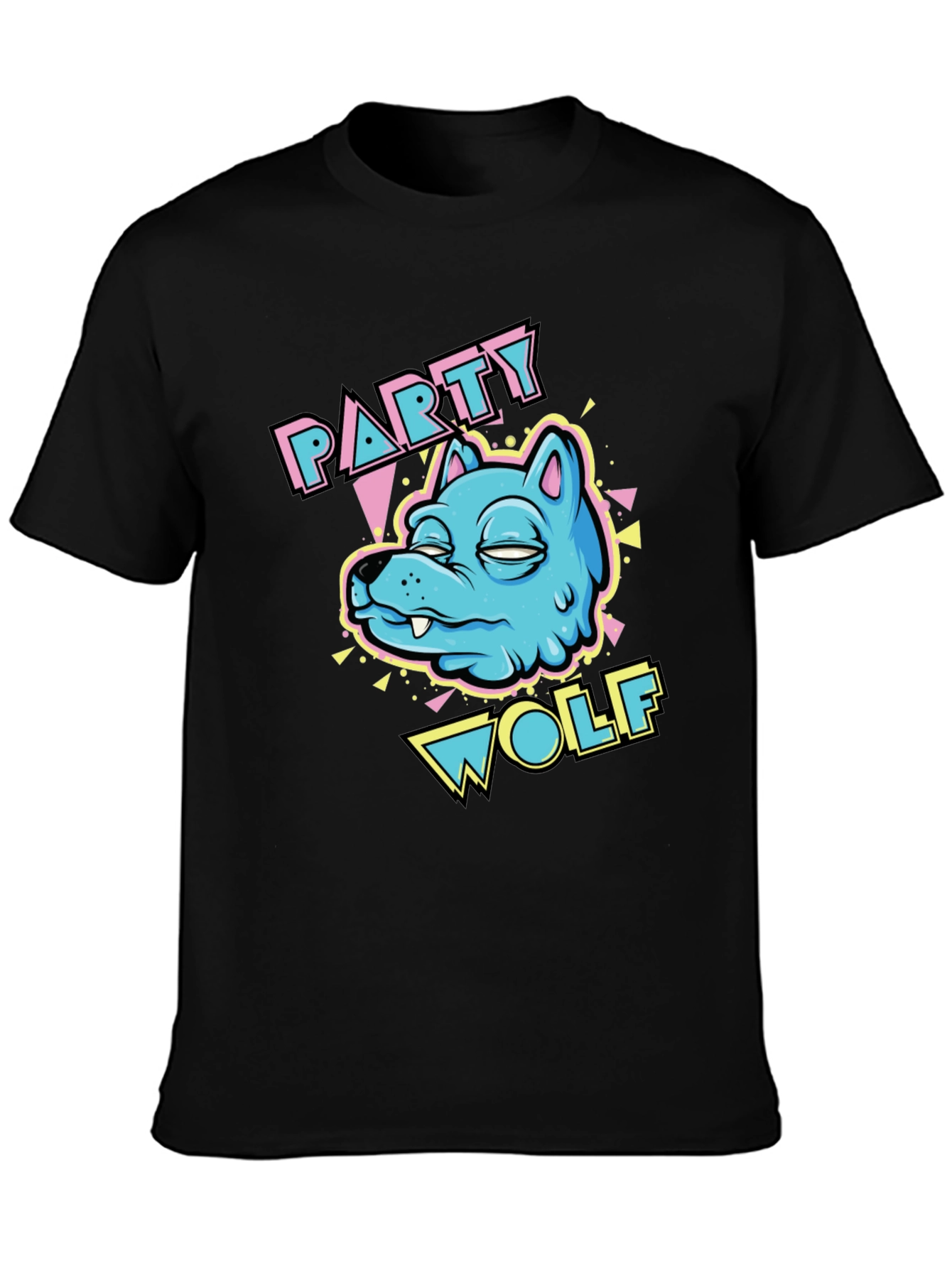 Party Wolf Graphic T-Shirt - Black